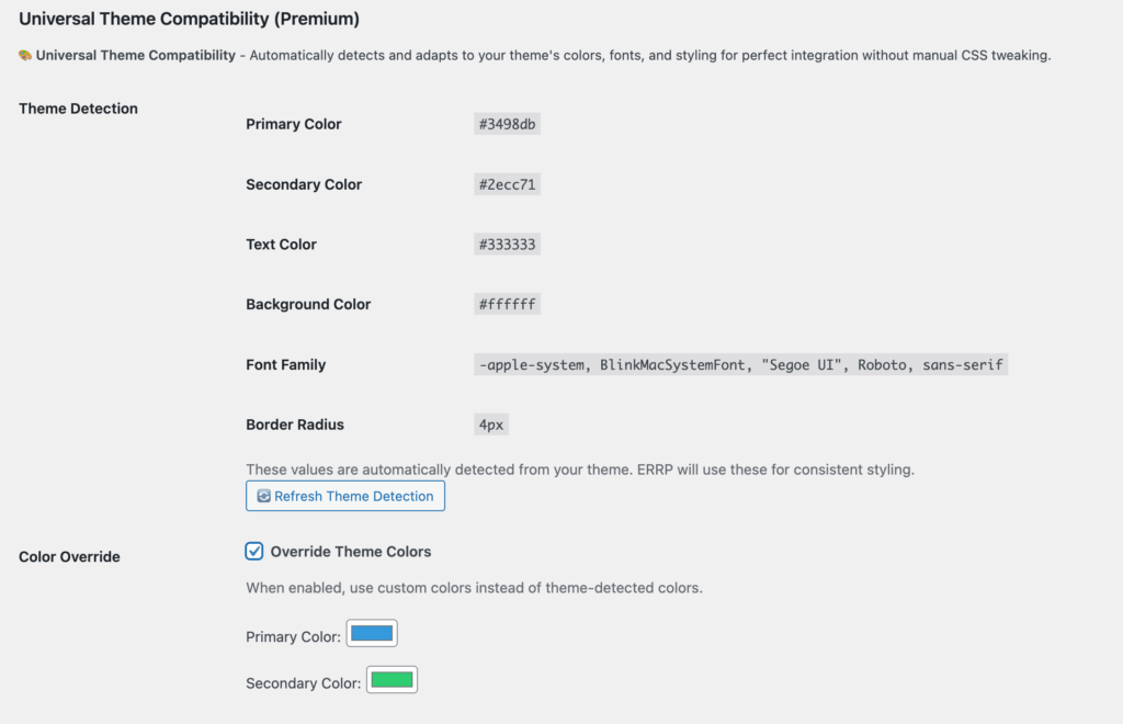 ERRP Universal Theme Compatibility - Automatic Theme Detection